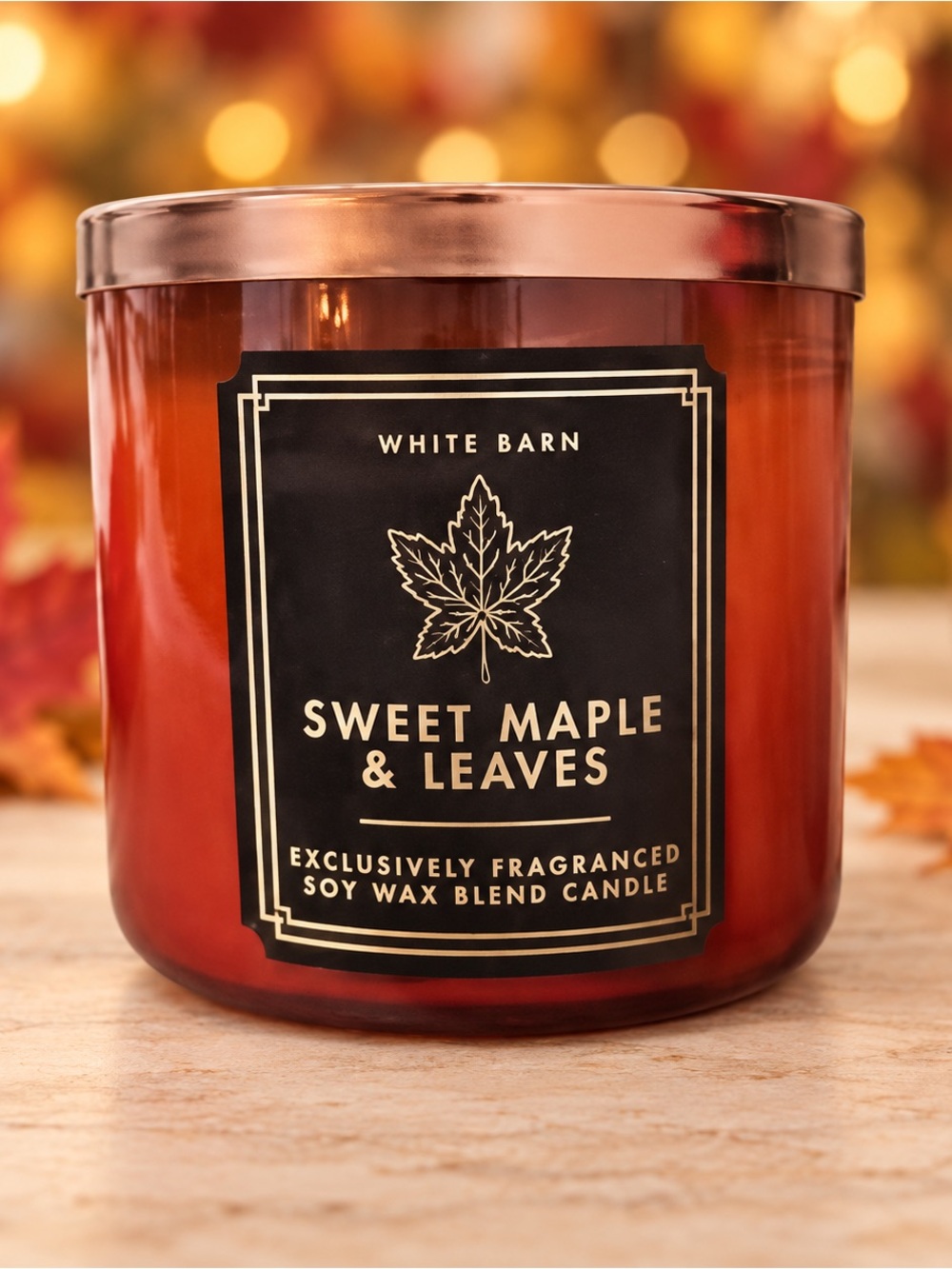 Bath & Body Works Sweet Maple & Leaves 3-Wick Candle 14.5 oz with Lid